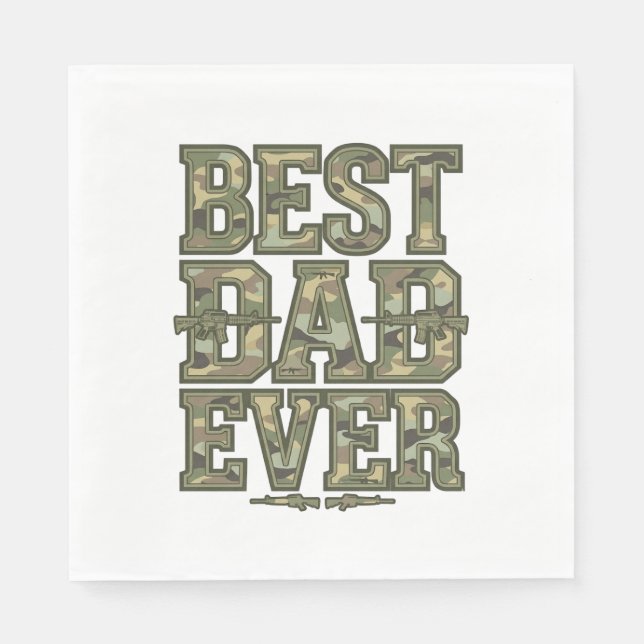 Serviette En Papier Meilleur Papa de Tous Camo Design de Gravure Vinta (Devant)