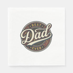 Serviette En Papier Meilleur Papa de Tous les Temps Vintage Badge T-Sh