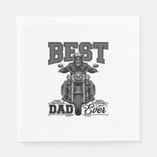 Serviette En Papier Meilleur Papa Ever Biker Vintage Gravure T-Shirt_1