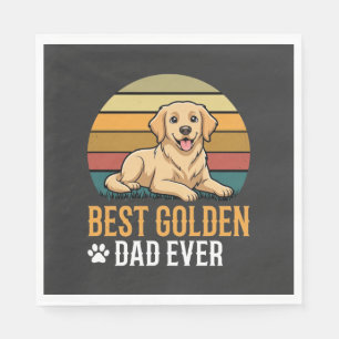 Serviette En Papier Meilleur papa Golden Retriever Retro Dog