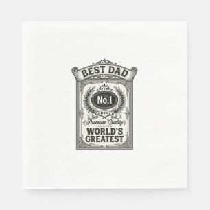 Serviette En Papier Meilleur Papa Gravure Vintage Fête des Pères