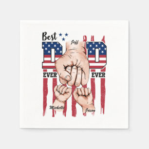 Serviette En Papier Meilleur Papa Jamais - Fist Bump USA Drapeau - 2 E
