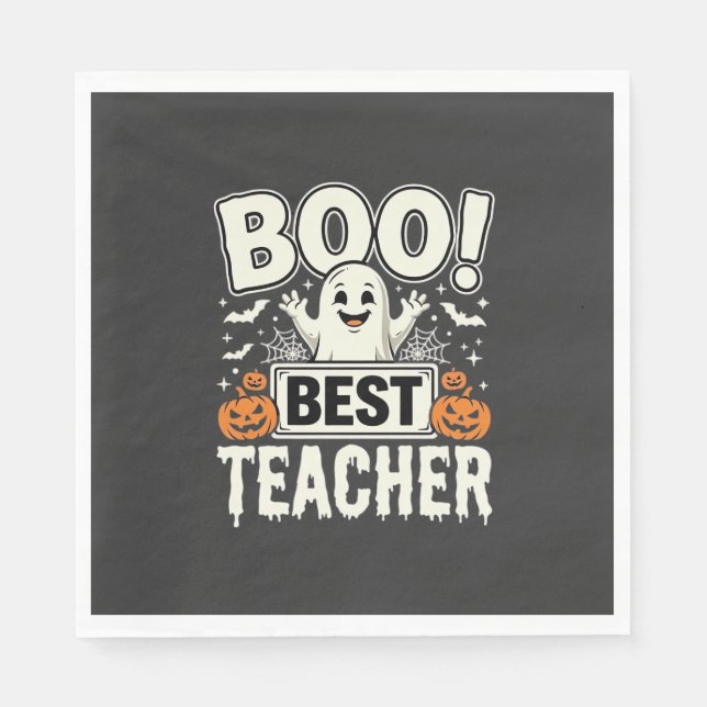 Serviette En Papier Meilleur professeur Halloween fantôme Design_1 (Devant)