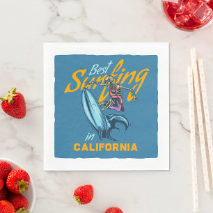 Serviette En Papier Meilleur Surf En Californie Napkins