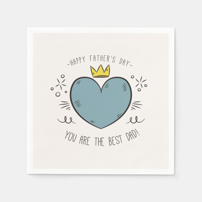 Serviette En Papier Meilleure Fête des pères papa heureux | Napkin (Devant)