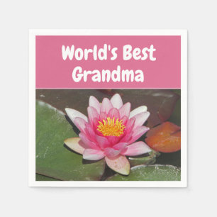 Serviette En Papier Meilleure Grandma Vivid Pink Water Lily Flower