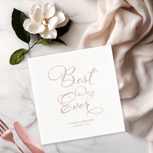 Serviette En Papier Meilleure journée Élégant Rose Or Feuille Mariage