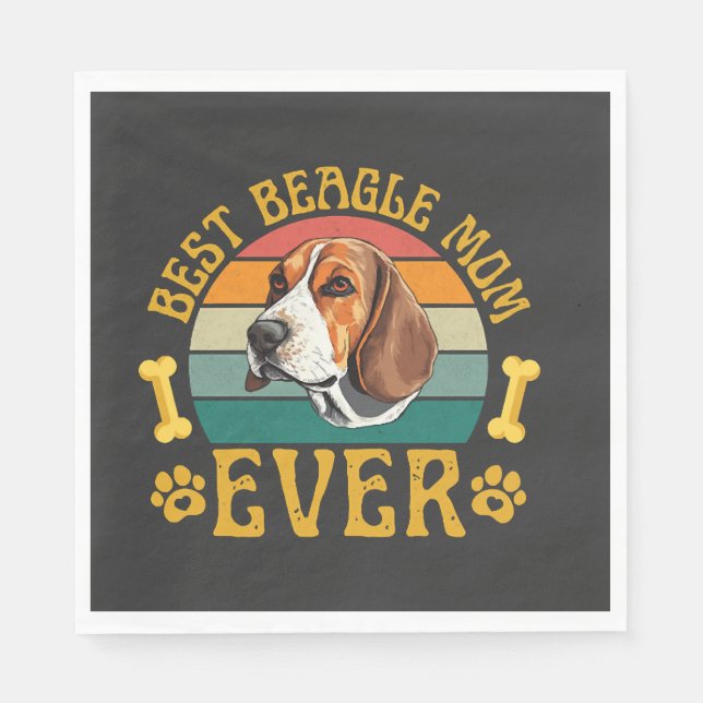 Serviette En Papier Meilleure maman Beagle Ever, drôle de chien Beagle (Devant)