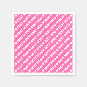 Serviette En Papier Meilleure maman blanche sur papier rose Napkin