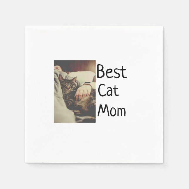 Serviette En Papier Meilleure maman chat papa ajouter chat photo nom c (Devant)