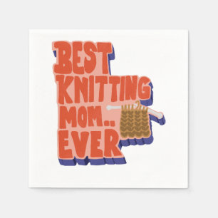 Serviette En Papier Meilleure Maman de Tricot Rétro Vintage Typographi