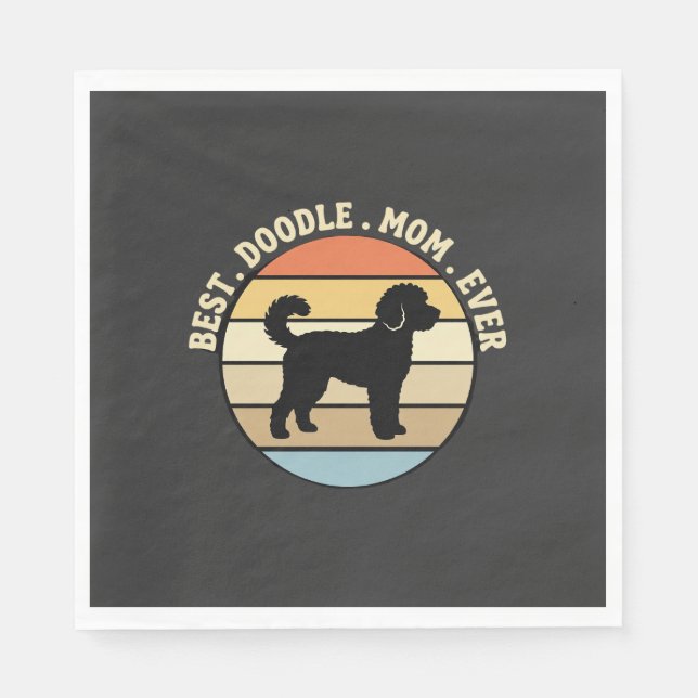 Serviette En Papier Meilleure maman Doodle Rétro Chien (Devant)