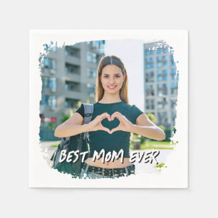 Serviette En Papier Meilleure Maman Grunge Bordure Photo