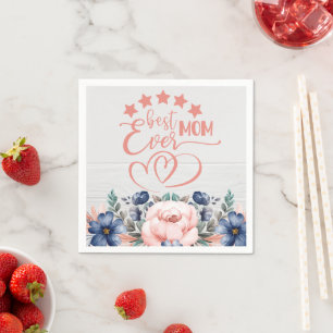 Serviette En Papier Meilleure maman jamais Rustique Boho Floral Fête 