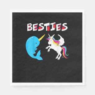 Serviette En Papier Meilleures amies T-Shirt Licorne Drôle et Narval