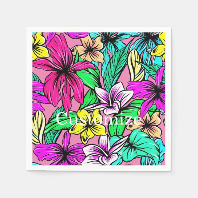 Serviette En Papier Mélange de fleurs tropicales Thunder_Cove (Devant)