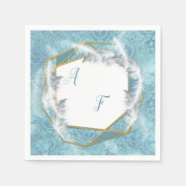 Serviette En Papier Mélange de Motif Silky Bleu avec étincelles Blanch (Devant)