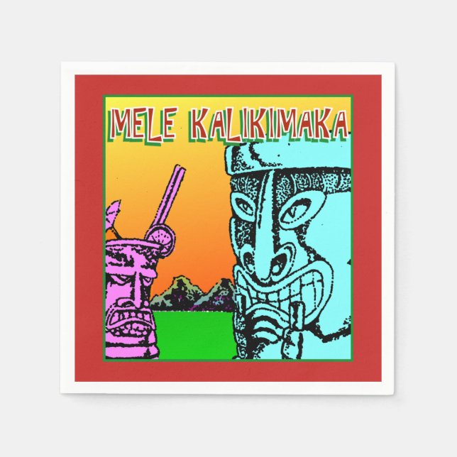 Serviette En Papier Mele Kalikimaka - Hawaiian Christmas Tiki Love (Devant)