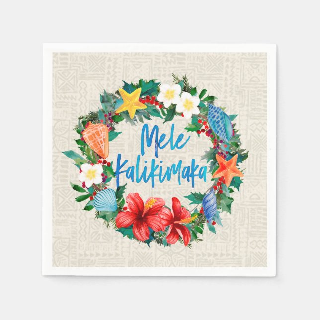Serviette En Papier Mele Kalikimaka Hawaiian Christmas Wreath (Devant)