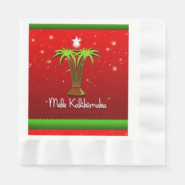Serviette En Papier Mele Kalikimaka Palm Tree pour Noël (Devant)