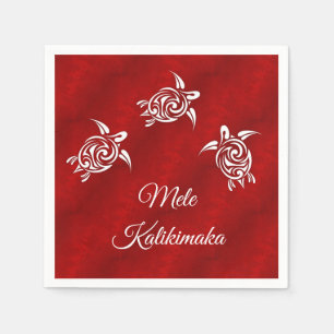 Serviette En Papier Mele Kalikimaka   Turttes blanches rouges   Noël