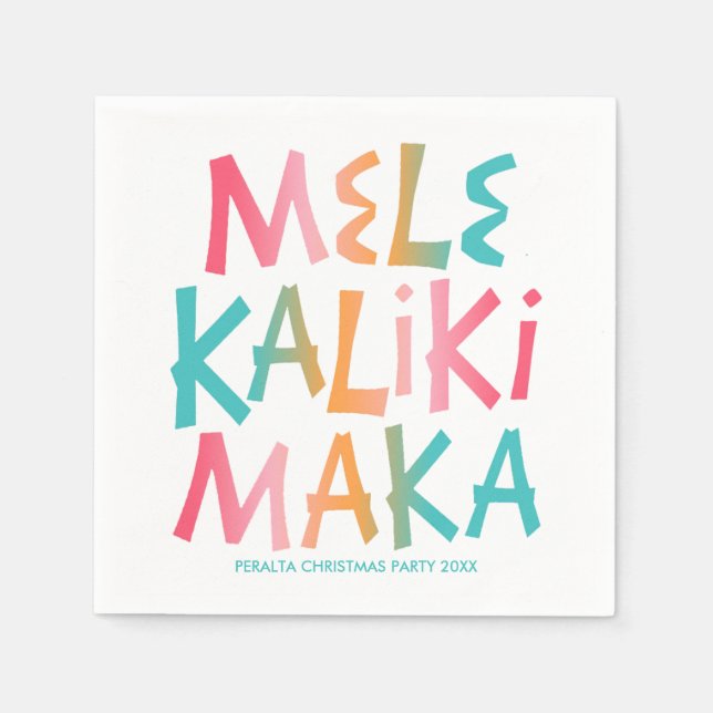 Serviette En Papier Mele Kalikimaka Typographie tropicale Noël (Devant)