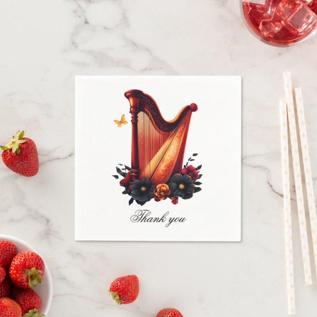 Serviette En Papier Mélodie cosmique, la magie de la harpe (En situation)