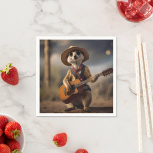 Serviette En Papier Mélodies de la Savanna A Meerkat Guitar Serenade,