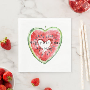 Serviette En Papier Melon d'anniversaire coeur rouge vert