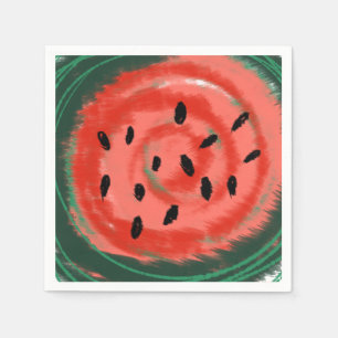 Serviette En Papier Melon Rouge Tourbillonnant Été Abstrait
