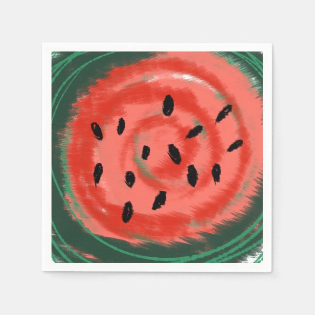 Serviette En Papier Melon Rouge Tourbillonnant Été Abstrait (Devant)
