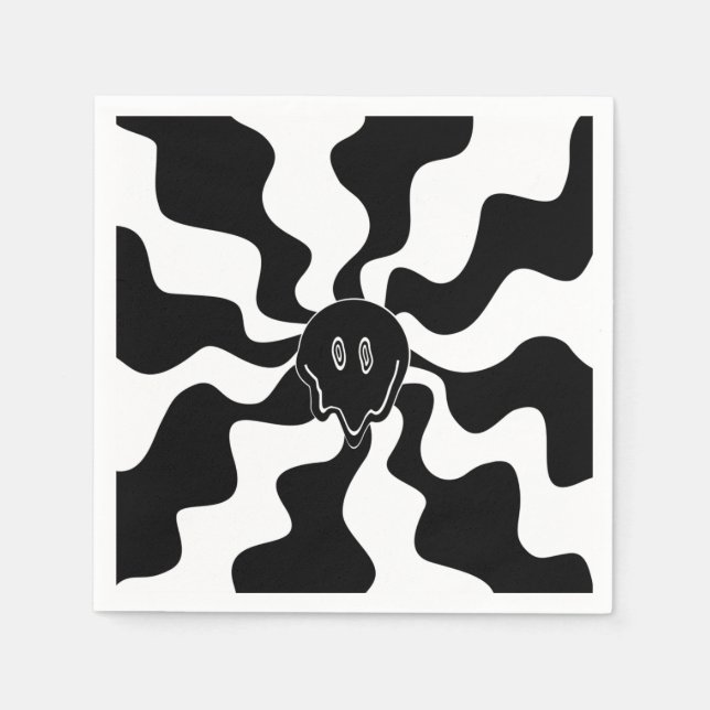 Serviette En Papier Melt de sourire - Noir et Blanc (Devant)