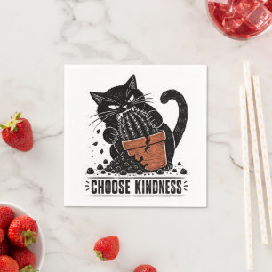 Serviette En Papier Mème de linogravure de chat drôle Choisissez la ge