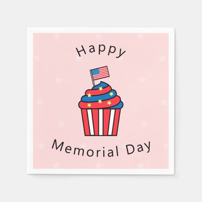 Serviette En Papier Memorial Day Cute American Cupcake Paper (Devant)