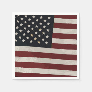 Serviette En Papier Memorial Day Watercolor American Flag Dessert