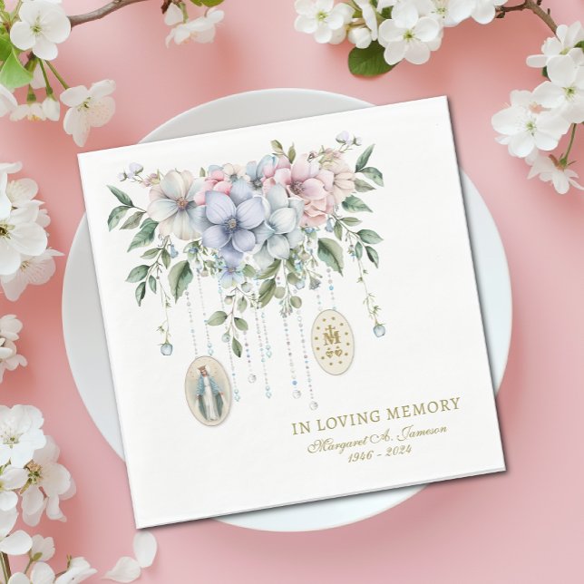 Serviette En Papier Mémorial du Rosaire catholique des funérailles flo (Créateur téléchargé)