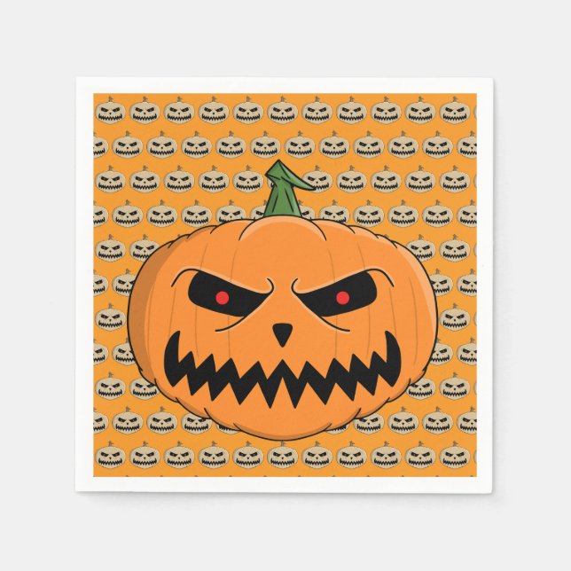 Serviette En Papier Menacer Jack O'Lantern Halloween (Devant)