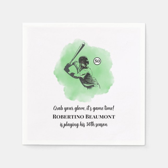 Serviette En Papier Men's Baseball Hitting 50th Birthday (Devant)