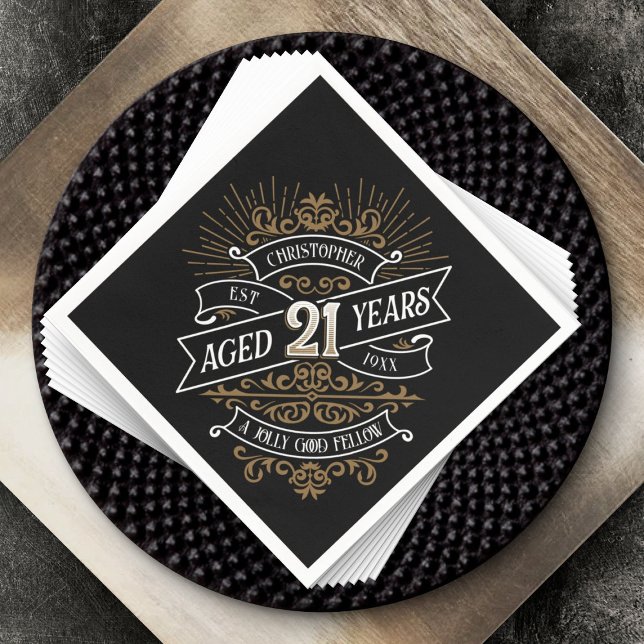 Serviette En Papier Mens Funny Whiskey 21e anniversaire (Créateur téléchargé)