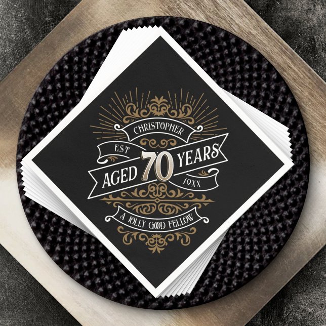 Serviette En Papier Mens Funny Whiskey 70e anniversaire (Créateur téléchargé)