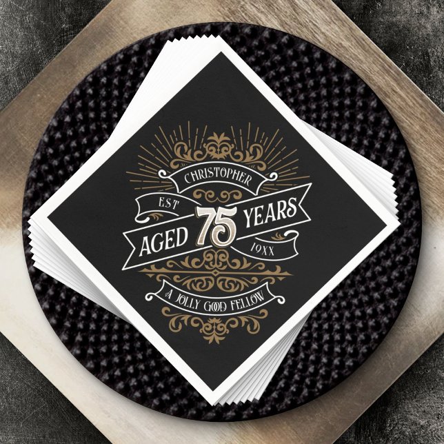 Serviette En Papier Mens Funny Whiskey 75e anniversaire (Créateur téléchargé)