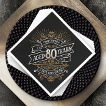 Serviette En Papier Mens Funny Whiskey 80e anniversaire<br><div class="desc">Célébrez le grand 8-0 avec style et humour avec ce design d'anniversaire au whisky vintage d'inspiration étiquette. La typographie noir, or et blanc est ornée et élégante, lui conférant une atmosphère rétro vintage classique. Parfait pour l'homme (ou la femme !) dans votre vie qui aime leur scotch, les esprits, le...</div>