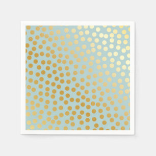 Serviette En Papier Menthe et or modernes de motif de pois de