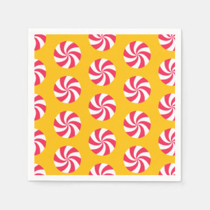 Serviette En Papier Menthe poivrée Noël orange jaune