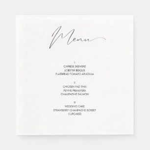 Serviette En Papier Menu Mariage de script moderne unique
