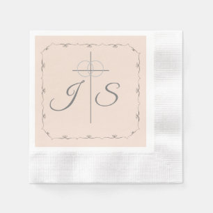 Serviette En Papier Menu Mariage rose Champagne Simple Catholique