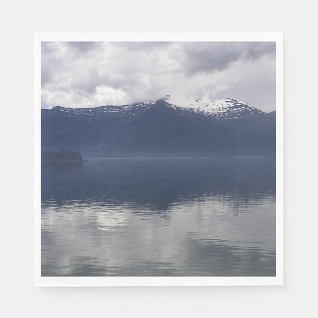 Serviette En Papier Mer alaskien brumeux aux nuances de bleu (Devant)