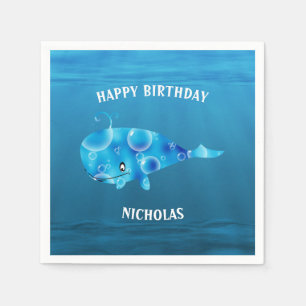 Serviette En Papier Mer Bleue Et Baleine