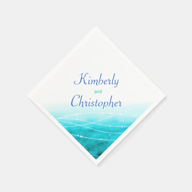 Serviette En Papier Mer brillante peinte eau bleue papier blanc servie (Coin)