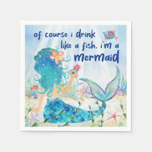 Serviette En Papier Mer de Mermaid   Plage Tropicale Boire Comme Un Po